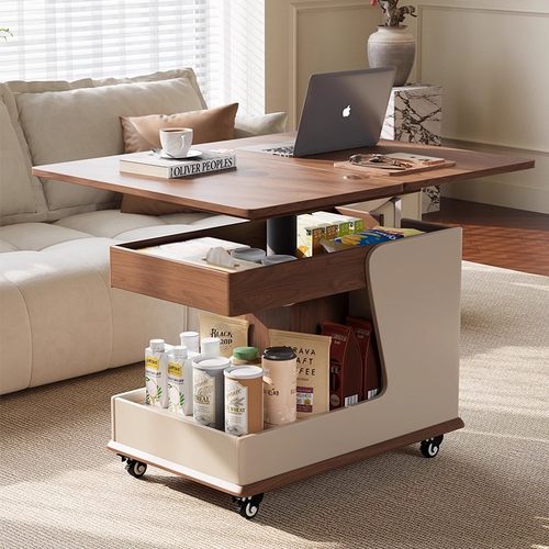 客厅沙发边几柜可升降折叠移动