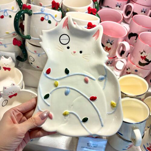 【2合集】圣诞节日本代购  猫咪小物 微笑治愈 陶瓷 盘 收纳