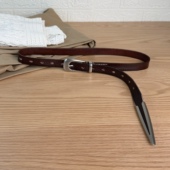 25新个性 小众设计真皮皮带街头y2k潮酷穿搭头层牛皮腰带配低腰裤