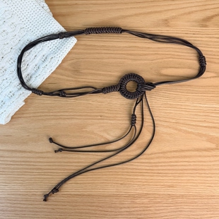 半裙潮 26夏新复古手编蜡绳腰链细腰带千禧风街头穿搭腰绳配低腰裤