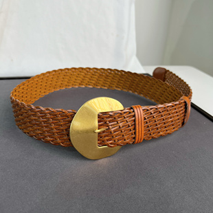 饰皮带搭配低腰裤 2025夏季 新款 手工编织宽腰带女潮流胯部装 长衬衫