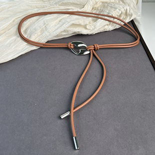 25夏新款法式优雅软皮绳腰带女装饰连衣裙低腰裤高级感简约pu腰绳