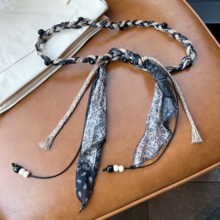 25秋冬女潮流穿搭腰带配饰丝巾皮绳编织腰链细腰绳装饰搭配低腰裤