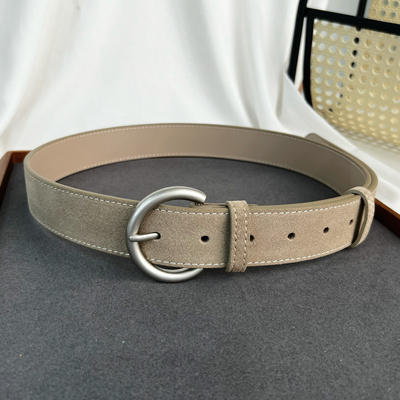 时尚高级感穿搭配饰仿麂皮绒面皮带女二层牛皮反绒腰带配大衣裤子