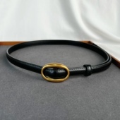 法式 简约无孔细皮带高级感穿搭配连衣裙呢大衣半裙二层牛皮腰带女