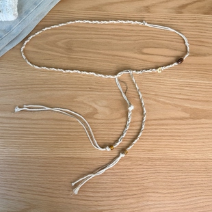 饰搭配连衣裙棉麻裤 清新慵懒风棉麻绳编织腰链细腰绳装 26夏新法式