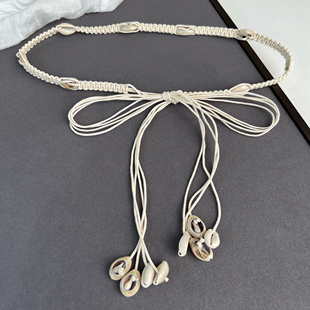 饰腰链配连衣裙半裙女 手工编织腰绳流行穿搭腰带贝壳装 25夏季 新款