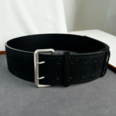 韩国东大门风双针反绒宽腰带仿麂皮绒二层牛皮皮带女配毛衣裙半裙