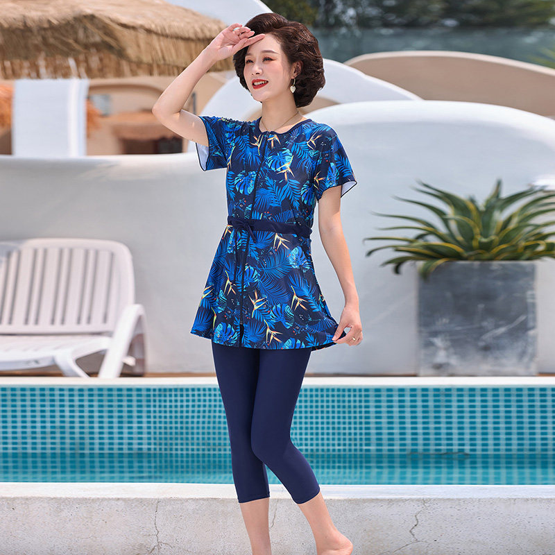 泳衣女微胖女孩遮肚显瘦保守分体平角防走光2025年新款泡温泉泳装