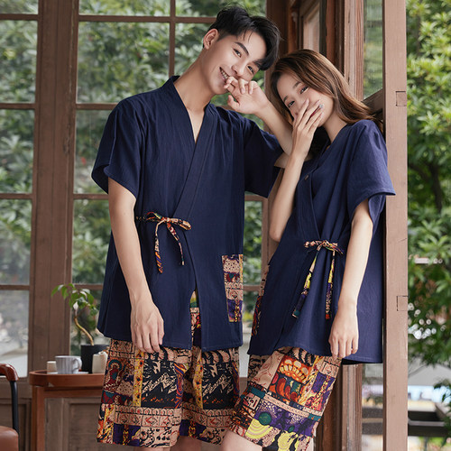 汗蒸服女套装开衫纯棉