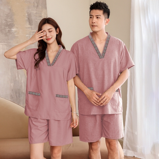 新款 男桑拿服足疗洗浴浴衣家居睡衣 纯色200斤汗蒸服女情侣大码