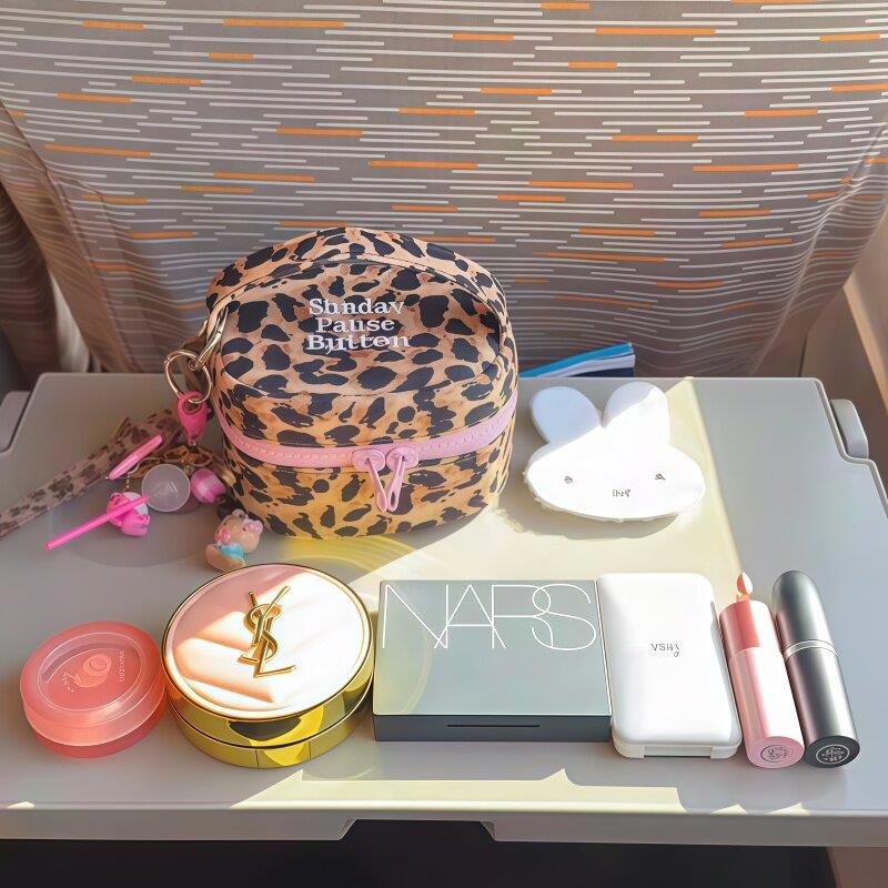 甜辣粉豹纹小方包立体化妆包女大容量收纳小包便携旅行收纳化妆包
