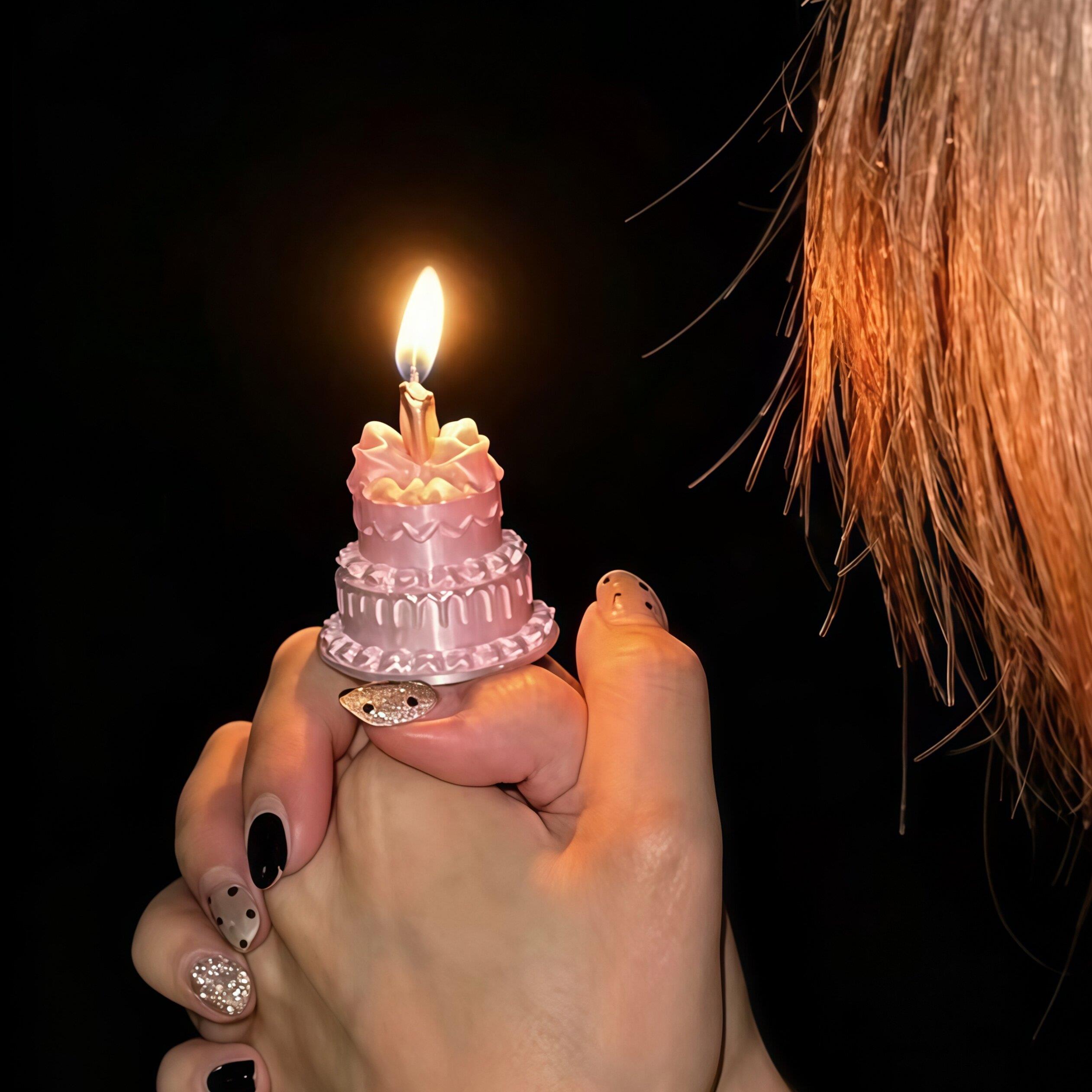 蛋糕戒指蜡烛ins风氛围感生日装饰戒指高颜值拍照小道具出片神器