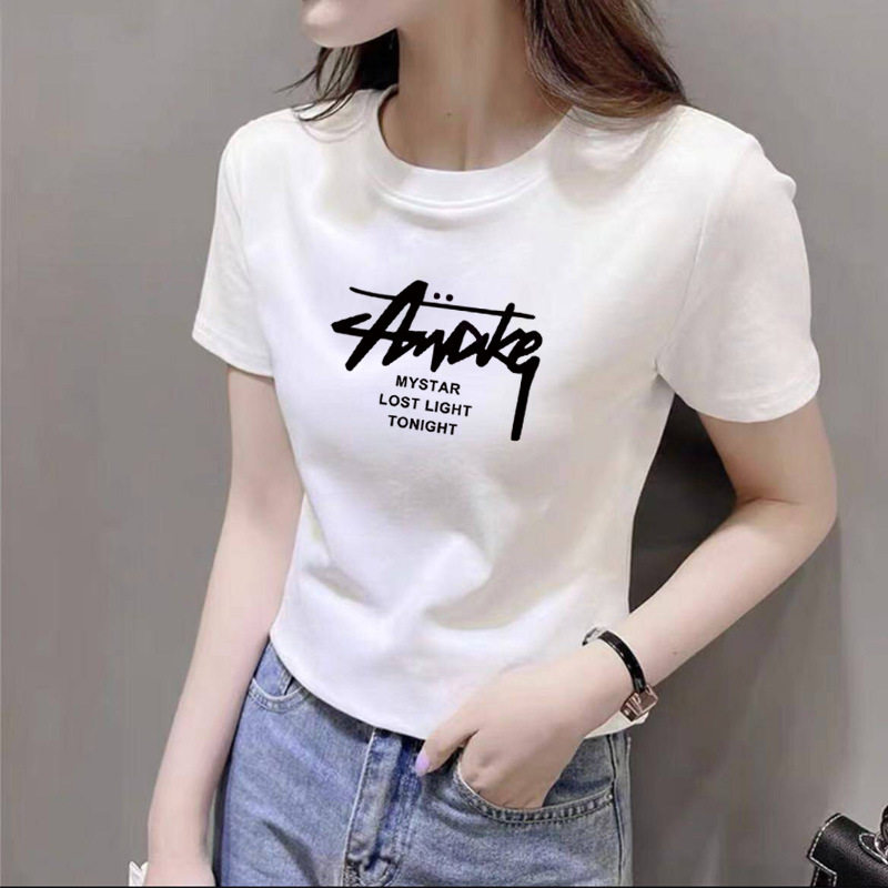 螺纹棉短袖t恤女夏季洋气短款小个子设计感修身型体恤百搭上衣棉