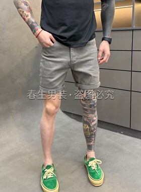 高端简约纯色短裤男休闲牛仔五分裤2026夏季新款韩版百搭休闲马裤
