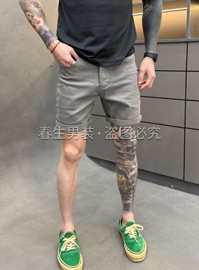 高端简约纯色短裤男休闲牛仔五分