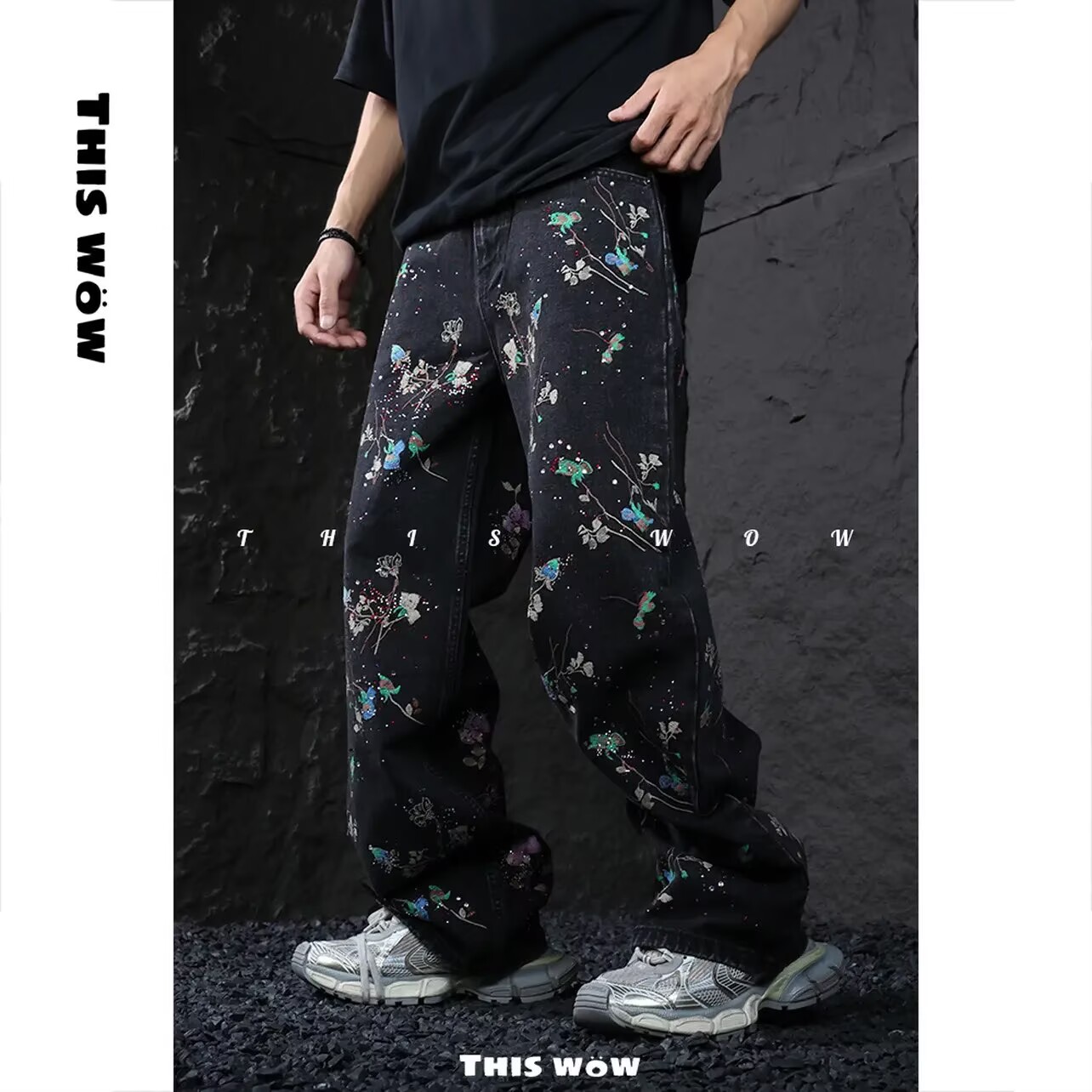 高街美式休闲直筒牛仔裤男宽松