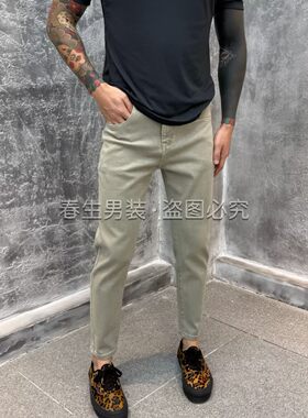 高端简约纯色牛仔裤男修身2026秋