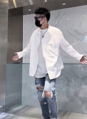 拉链潮流个性时尚小众衬衣外套男