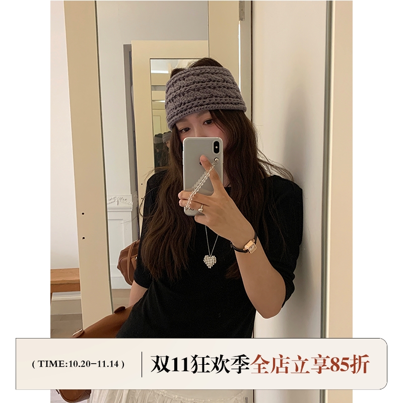 芝士商店~韩系毛线发带女2025新款秋冬宽边日常外戴针织发箍头巾