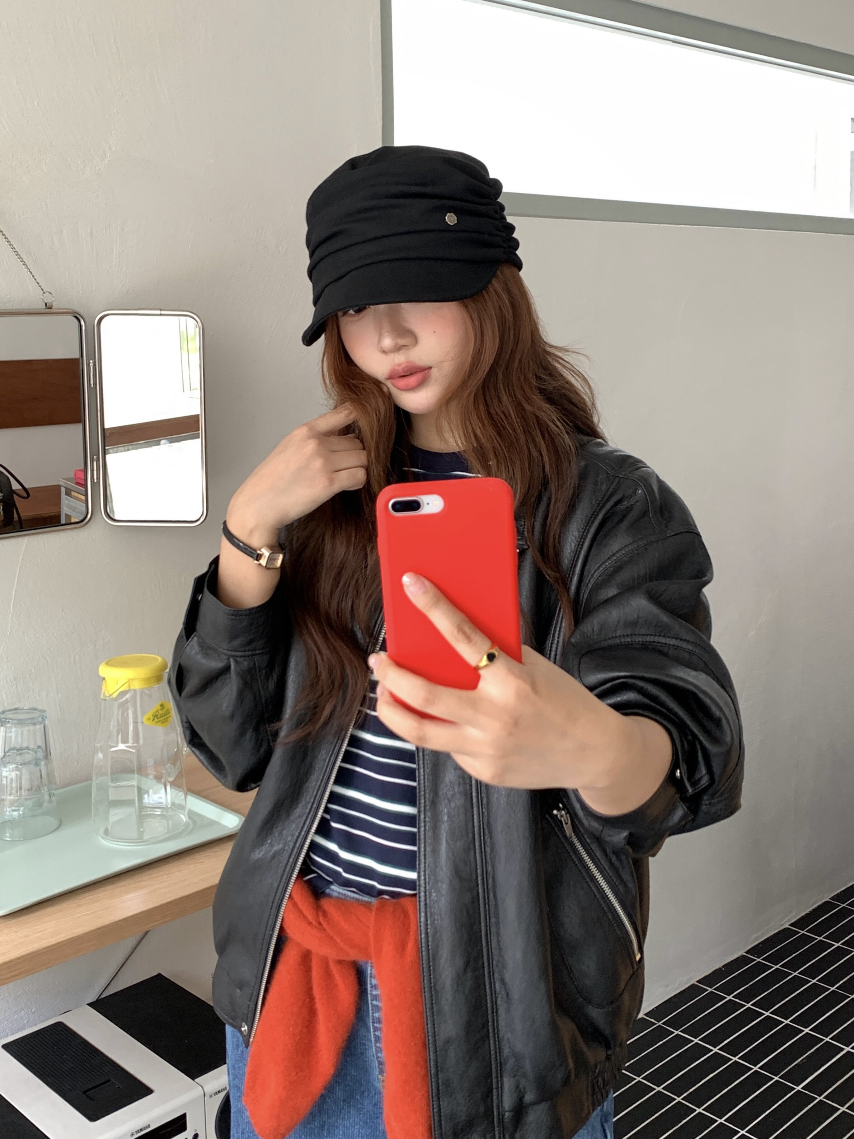 芝士商店~显脸小黑色报童帽女2026新款秋复古气质帽子褶皱马术帽