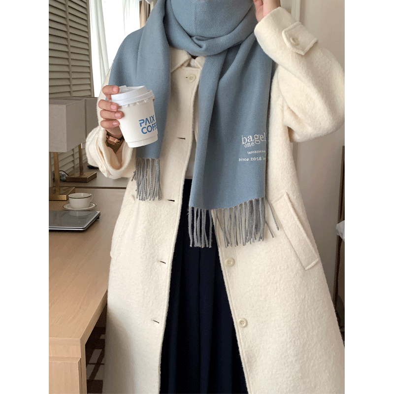 芝士商店~字母刺绣披肩围巾外搭