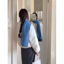 定制款 蓝色纯羊毛围巾女秋冬韩系氛围感防寒保暖针织围脖披肩ins