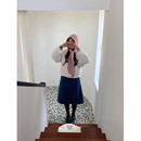 定制款 粉色巴拉克拉法帽女秋冬连帽围脖韩系高级感帽子围巾一体