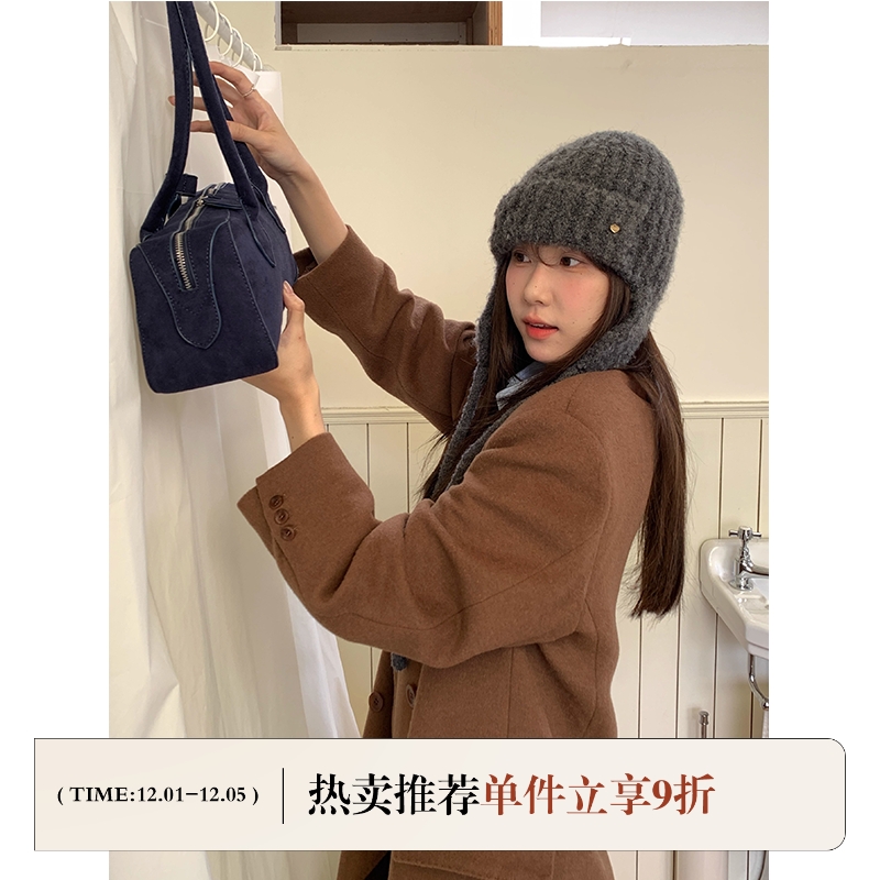 定制款~出口韩国羊毛护耳毛线帽