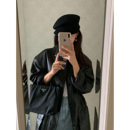 fever同款 黑色羊毛报童帽女秋冬马术帽八角帽子贝雷帽英伦羊毡帽