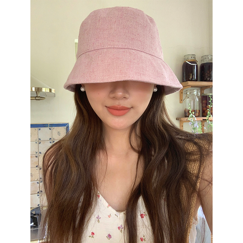 芝士商店~韩系小众粉色渔夫帽女高级感四季款帽子显脸小水桶盆帽