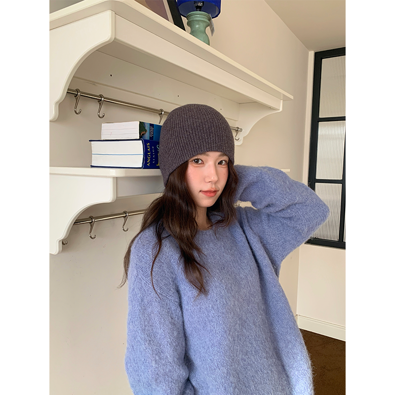 芝士商店~100羊毛双面可戴冷帽女