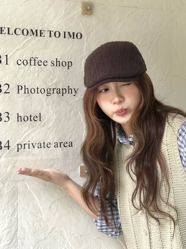 芝士商店~秋冬韩系复古前进帽女
