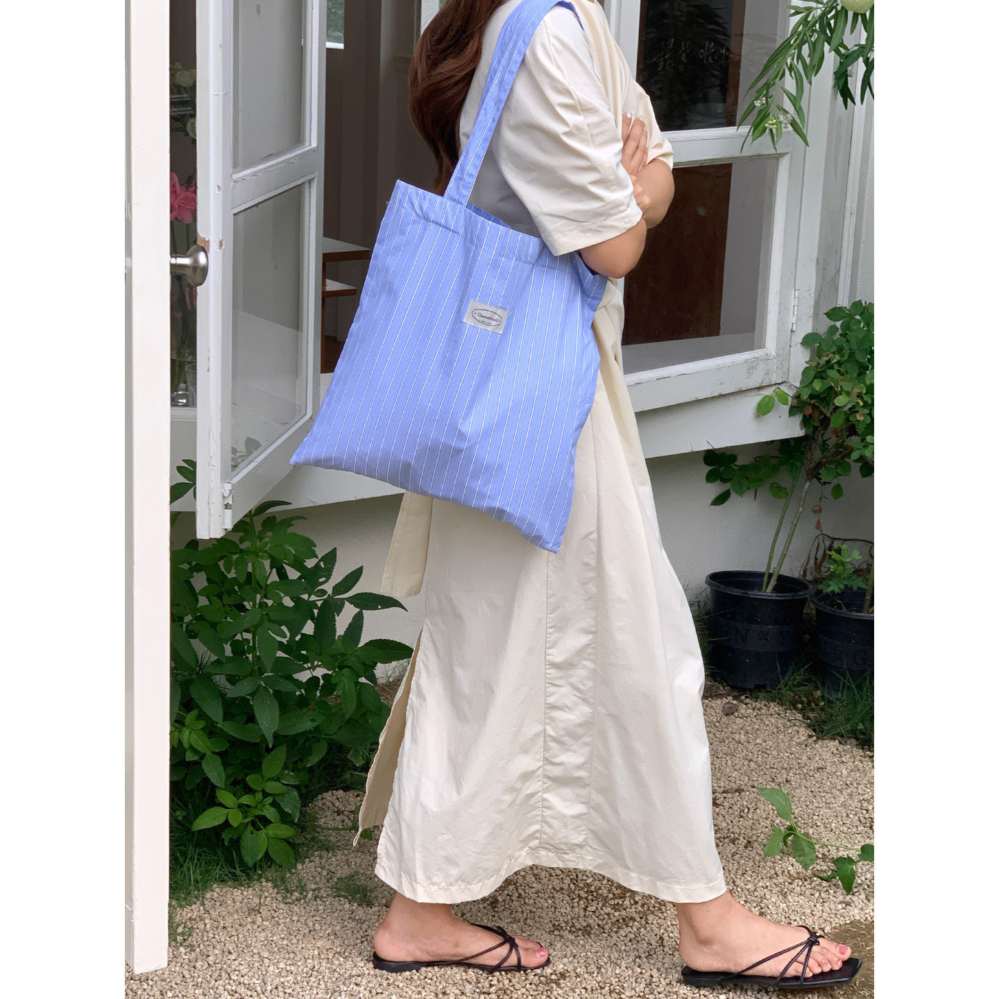 定制款～韩系蓝色条纹帆布包女松弛感通勤单肩包帆布袋慵懒风包包,箱包皮具/热销女包/男包,通用款女包,淘宝优惠券,粉丝福利购,淘宝优惠卷