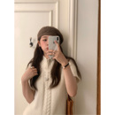 芝士商店 秋冬显脸小复古钩花帽子 棕色毛线针织贝雷帽女2025新款