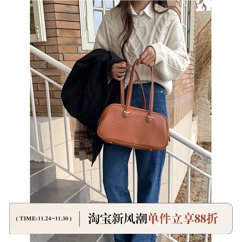 芝士商店基础大容量手提波士顿包