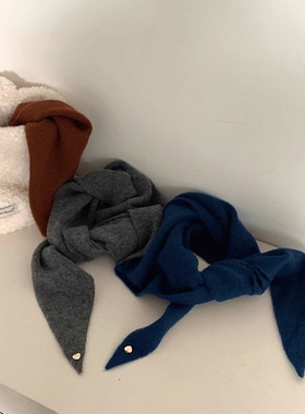 定制款~蓝色丝绒三角丝巾女外搭冬季韩系围巾护颈方巾围脖披肩ins