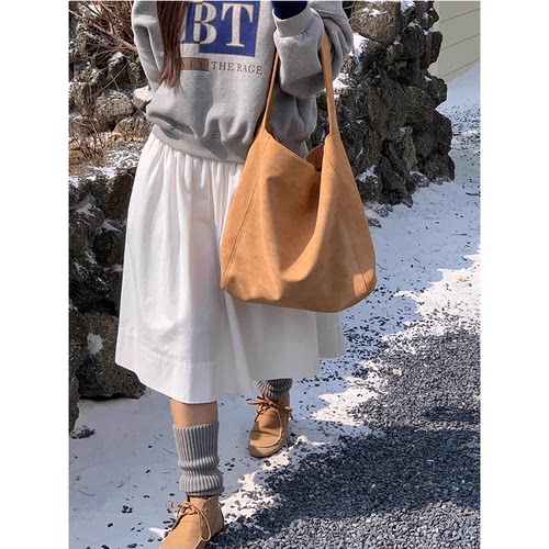 芝士商店慵懒随性大容量单肩包包