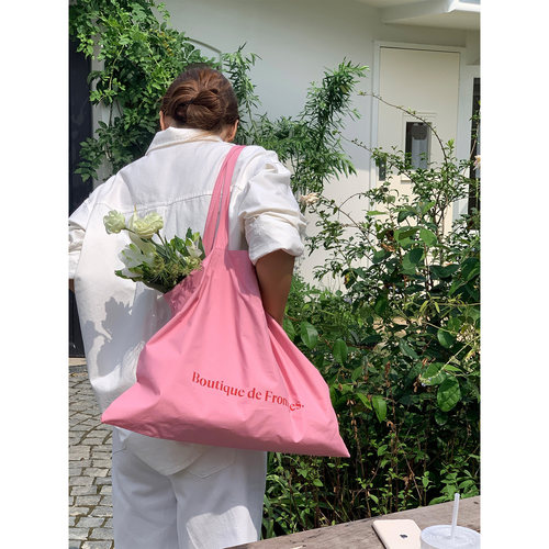 定制款大容量小众粉色单肩帆布包