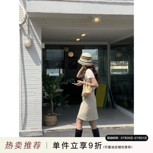 芝士商店 海邊遮陽(yáng)帽子休閑草編水桶帽ins 編織防曬草帽女夏季 薄款