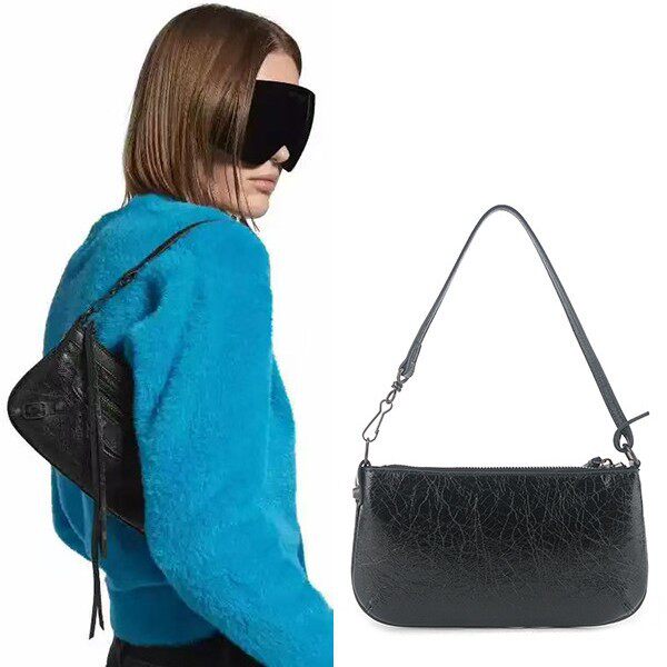 26新款柳钉机车信封包酷飒辣妹爆裂纹小牛皮包迷你斜挎手提腋下包