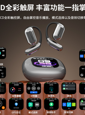 2025触控彩屏新款无线蓝牙耳机开放式不入耳HIFI音质降噪手机通用