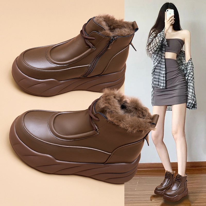 官网正品迈耐克斯雪地靴女2025年冬季新款真皮防水加绒加厚底棉鞋