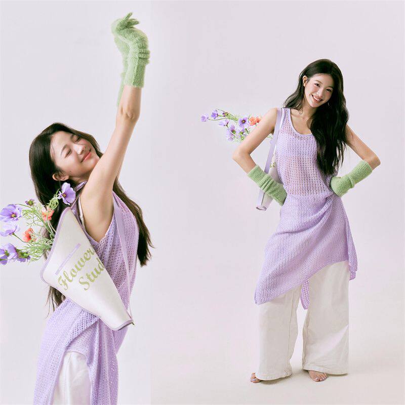 影楼新款拍摄服装早春韩系少女鲜花甜美氧气罩衫时髦浪漫写真裙