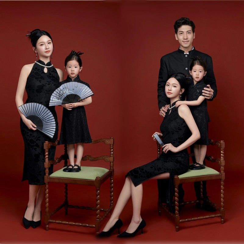 全家福摄影服装一家三口复古旗袍