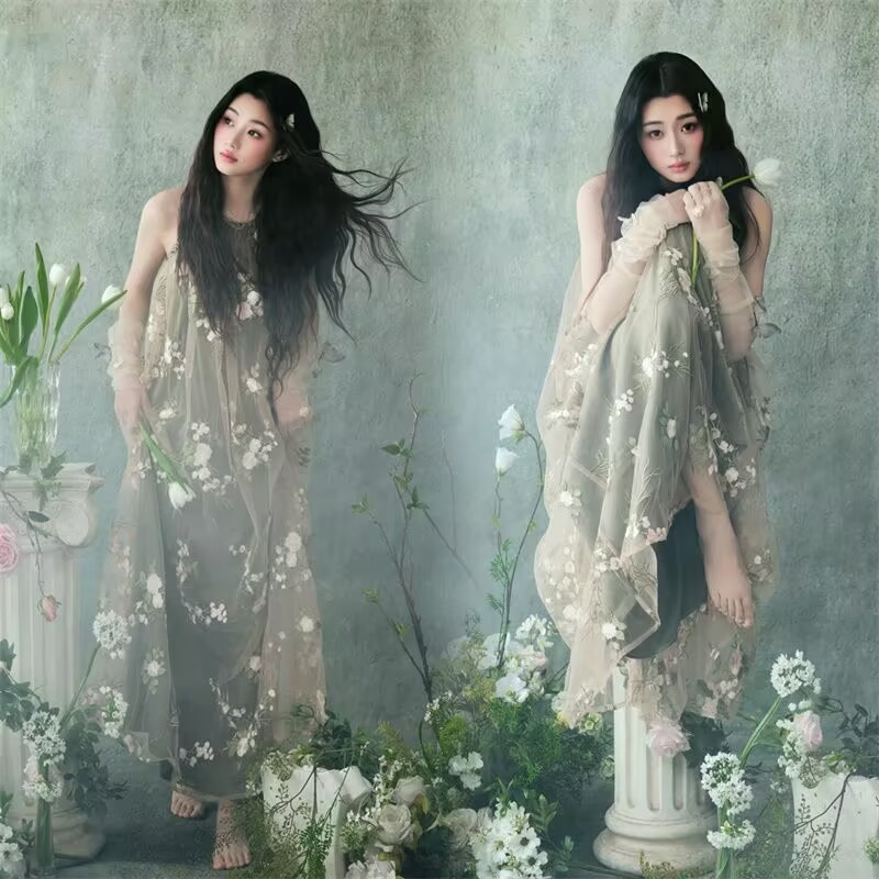 影楼主题夏季小清新氛围感清纯少女纯欲风个人肖像艺术照摄影服装