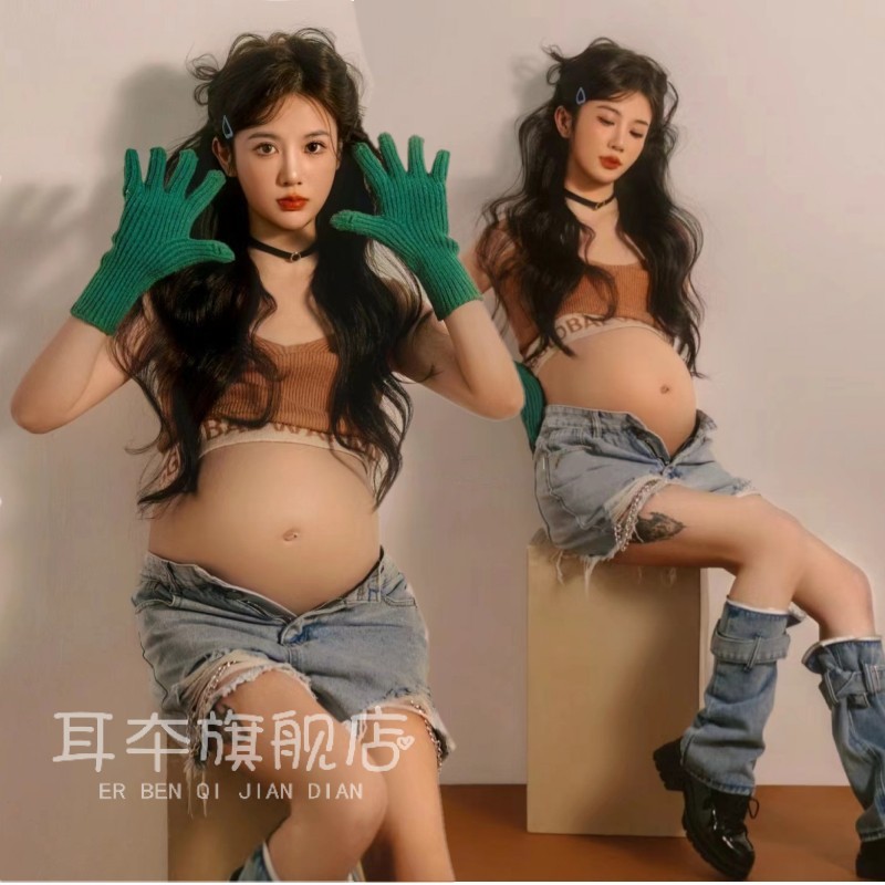 孕味照甜酷辣妈孕妇摄影服装