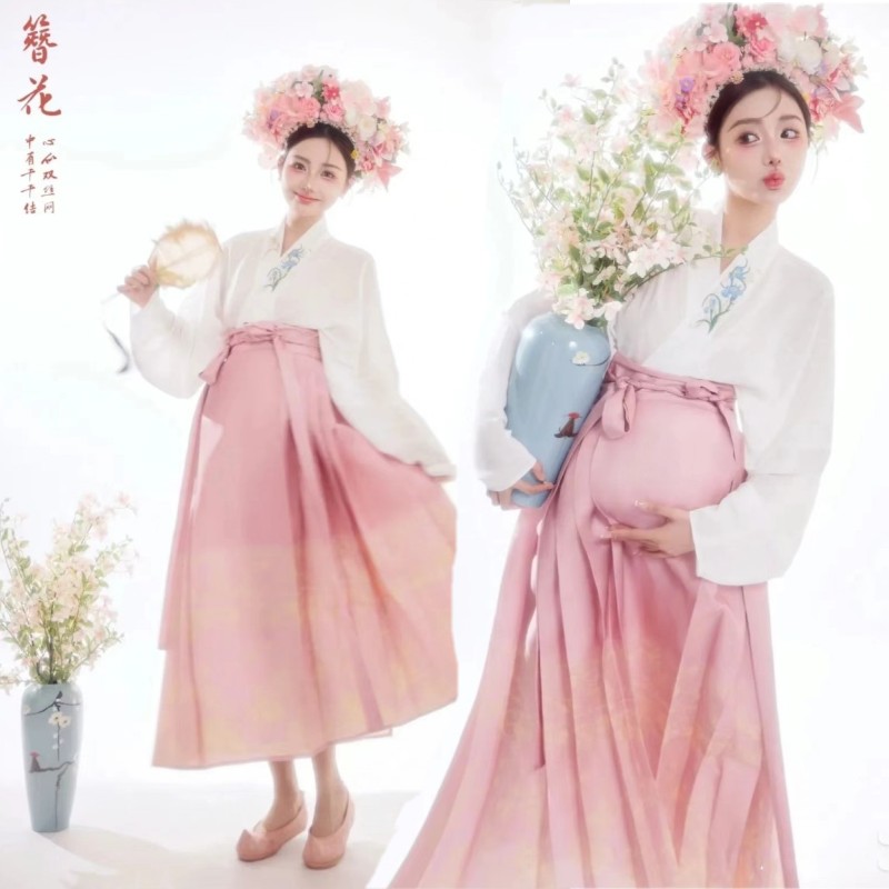 新款汉服中国风孕妈咪改良版簪花