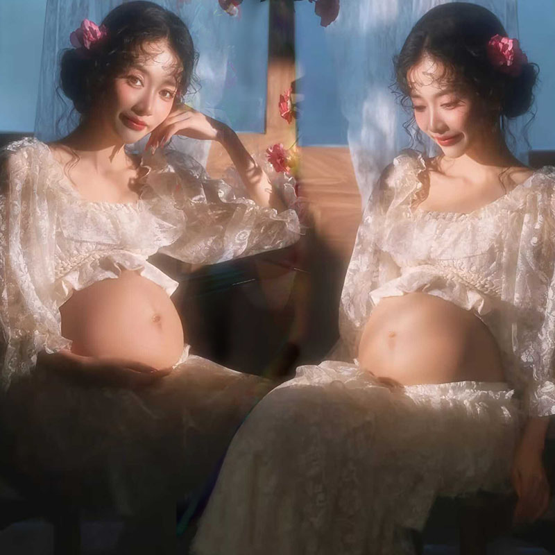法式复古蕾丝孕妇影楼写真服