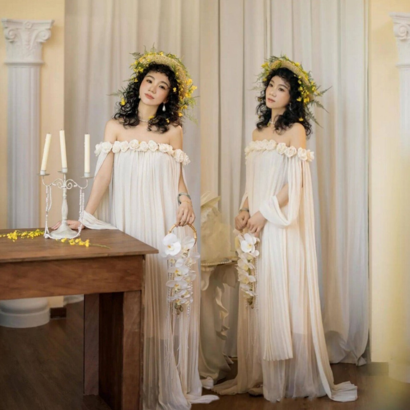 影楼新款超仙飘逸长裙立体花朵
